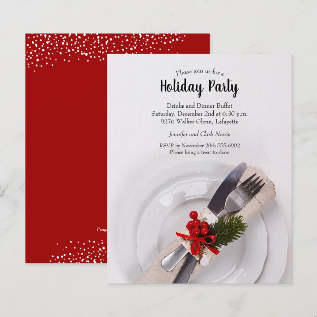 Janto de Natal do Orçamento Convidações de Feriado (Frente/Verso)