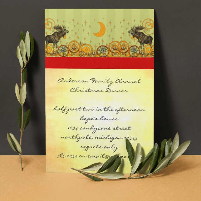 Janto de Natal Moose Convite e Convites de Festas (Criador carregado)