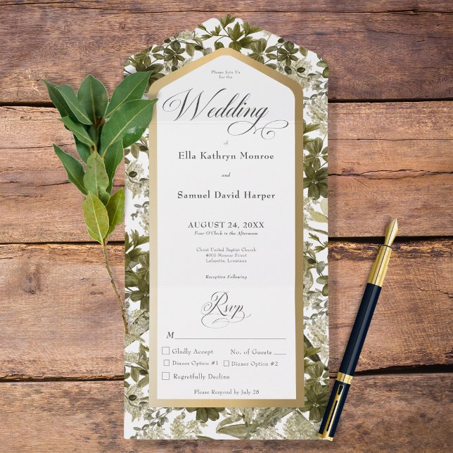Janto de Quadro Dourado Botânico Rustic Greenery (Criador carregado)
