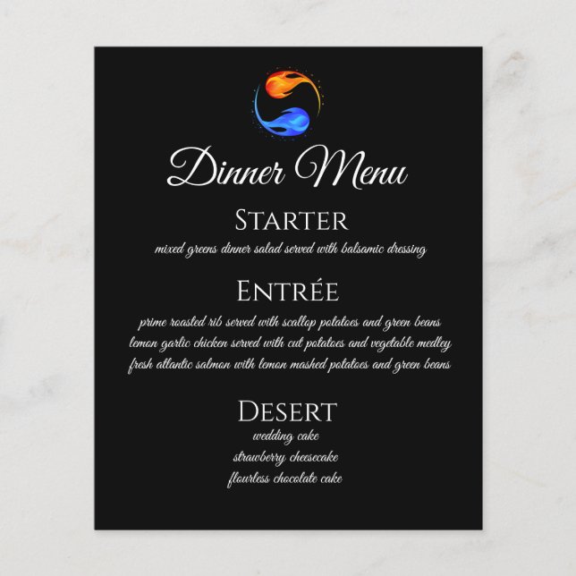 Janto e Bar Menu-Twin Flame Weding Tema-Preto (Frente)