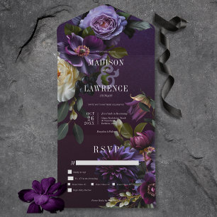 Janto Floral Branco e Roxo Escuro