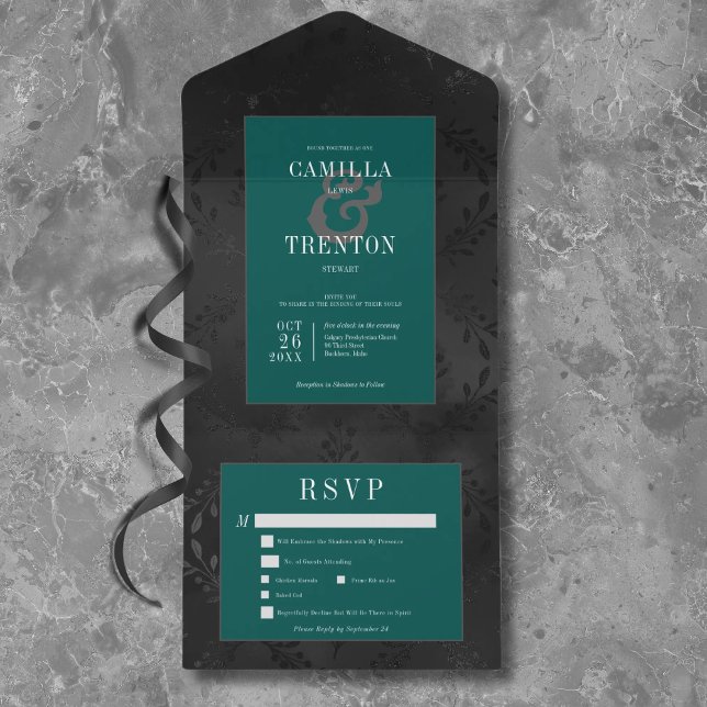 Janto Floral de Satina Preto-Teal Escuro (Criador carregado)