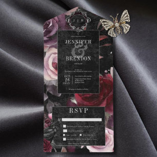 Janto Floral Preto e Turvo Rosa Gótico Escuro