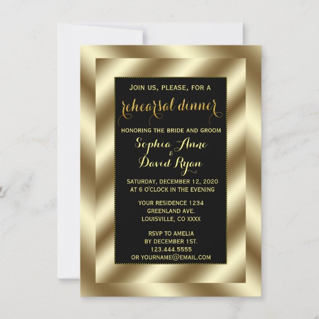 Janto Glam Gold Foil e Preto de Ensaio Convite (Frente)