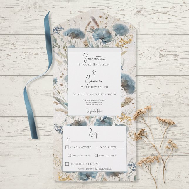 Janto Monograma Floral Boho Dusty Blue & Tan (Criador carregado)