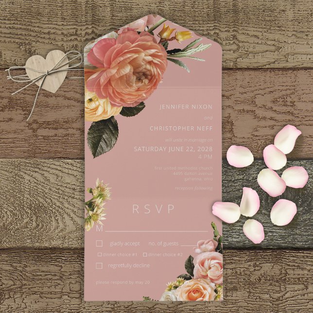 Janto Rosa Floral Moderno Peach Mimosa (Criador carregado)