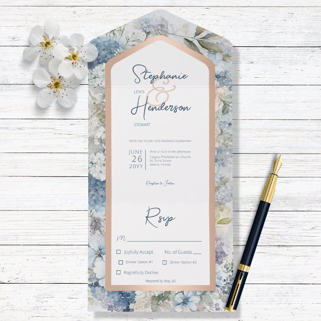 Janto Rustic Blue Floral & Rosa Dourado (Criador carregado)