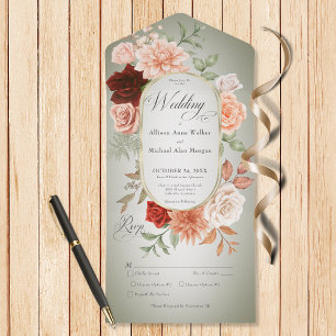 Janto Rustic Boho Rust & Peach Floral Oval Sage
