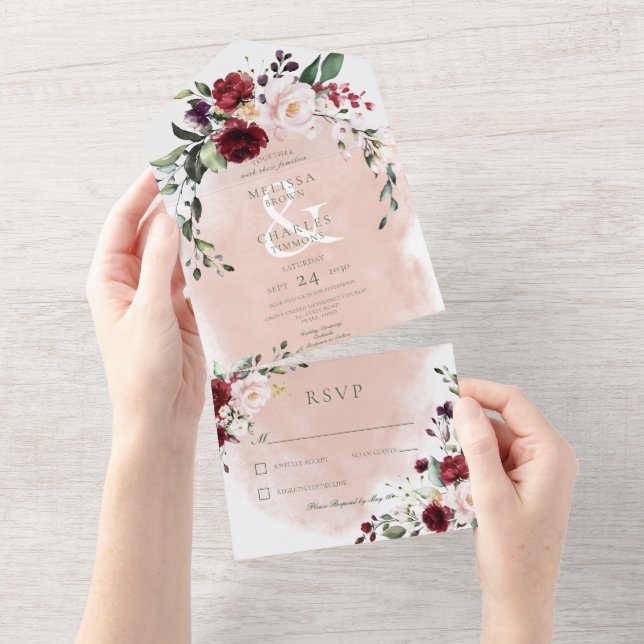 Janto Rustic Burgundy & Blush Pink Roses (Tearaway)
