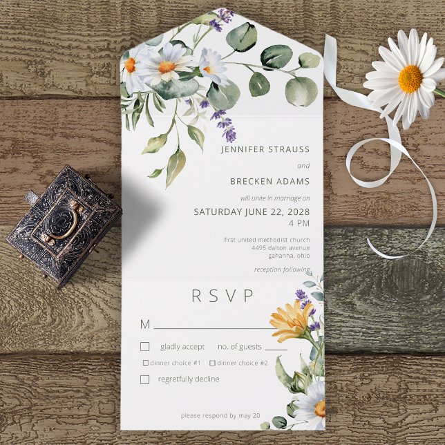 Janto Rustic Daisy & Lavanda Floral White (Criador carregado)