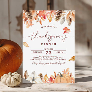 Janto Rustic de Ação de Graças Convite Pumpkin