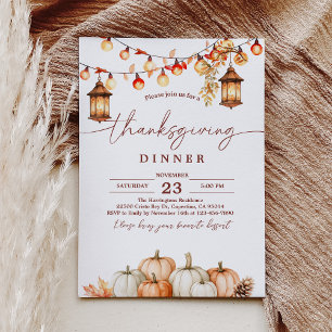 Janto Rustic de Ação de Graças Convite Pumpkin