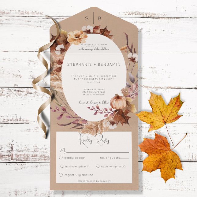 Janto Rustic Fall Brown Floral & Leaves (Criador carregado)