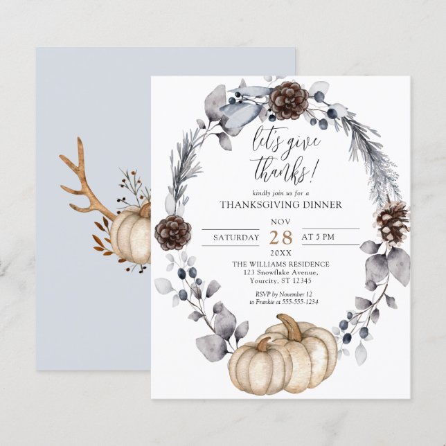 Janto Rustic Fall Pumpkin Ação de Graças Convite (Frente/Verso)