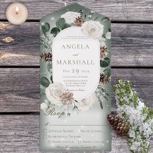 Janto Rustic Winter Floral Green Sparkle
