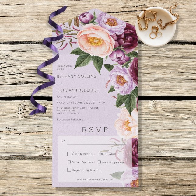 Janto Vintage Lavanda Maroon & Peach Peonies (Criador carregado)