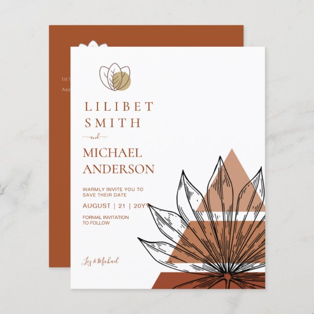 Japandi Abstrato Geométrico Escandinavo Casamento (Frente/Verso)