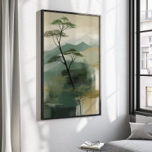 Japandi Mystic Peaks Wall Art Impressão