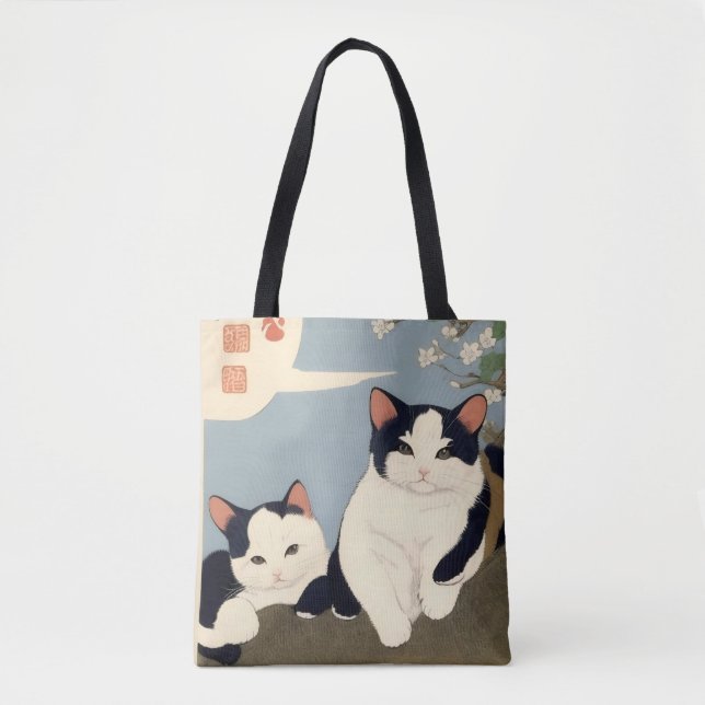 Japanese Cats Blossom Tree Tote Bag (Frente)
