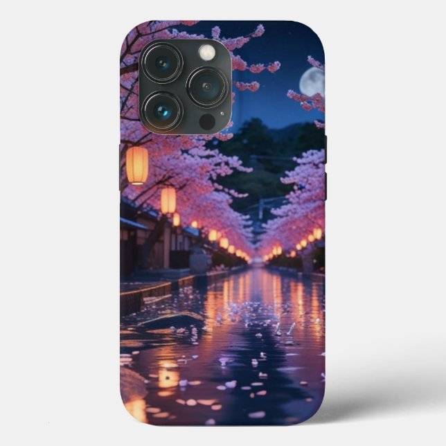 Japanese Cherry Blossom Sakura Phone Case - Night (Verso)