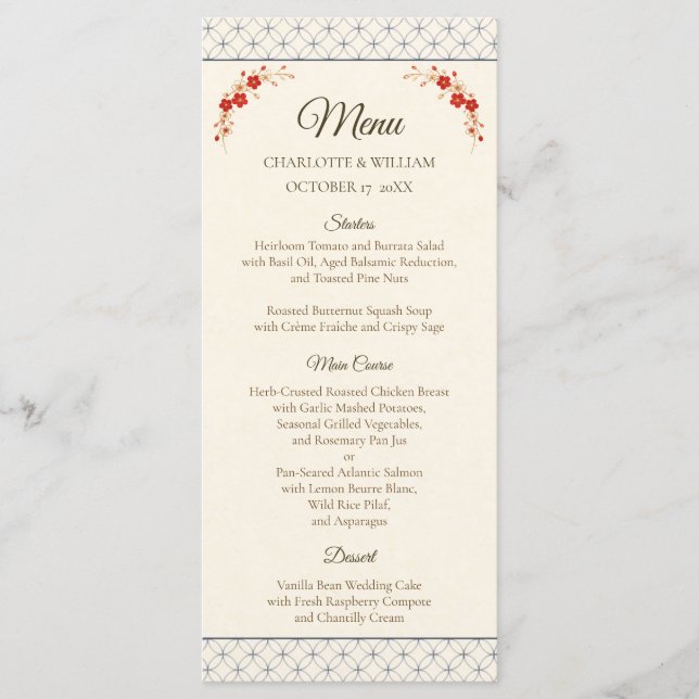 Japanese Sakura Shippo Wedding Menu (Frente)
