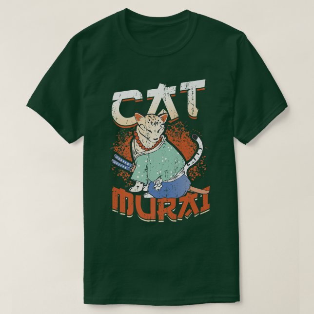 Japanese Samurai Ninja Cat Samurai Premium T-Shirt (Frente do Design)