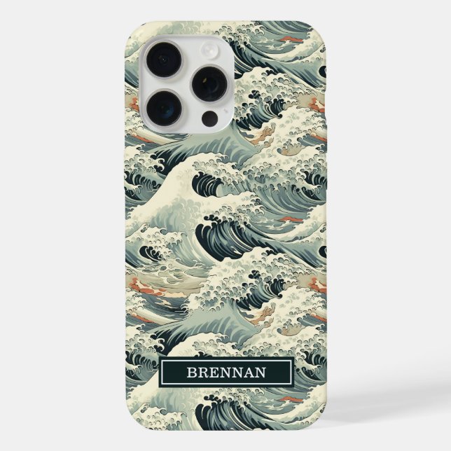 Japanese Wave Pattern Monogrammed (Verso)