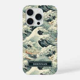 Japanese Wave Pattern Monogrammed