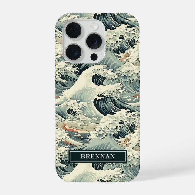 Japanese Wave Pattern Monogrammed (Verso)