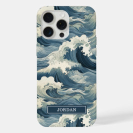 Japanese Waves Pattern Monogrammed