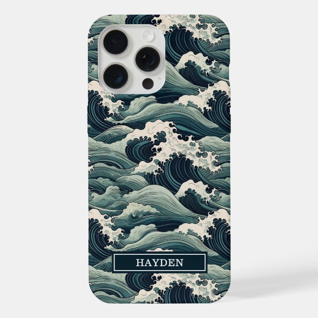 Japanese Waves Print Monogrammed (Verso)