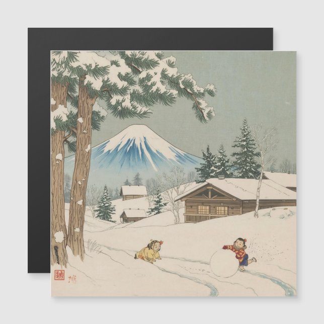 Japanese  winter  landscape - magnetic card (Frente/Verso)
