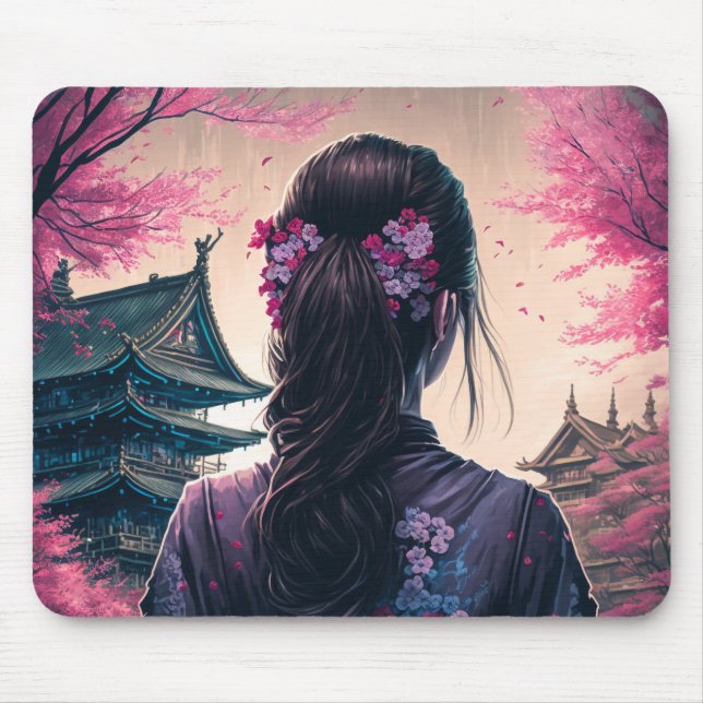 Japanische Blütenpracht - Mädchen - Mousepad (Frente)
