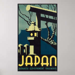Japão, Poster de viagens de Caminhos de ferro do 