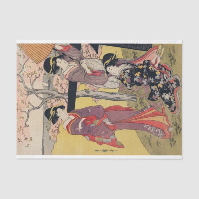 JAPONÊS COM CHERRY BLOSSOM - Papel de Tecido (Frente )