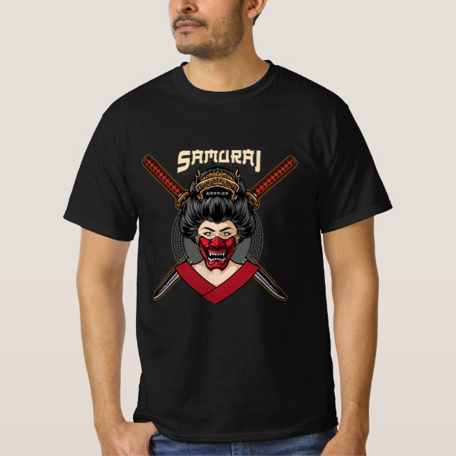Japonês Hannya Mask Geisha Samurai T-Shirt (Frente)