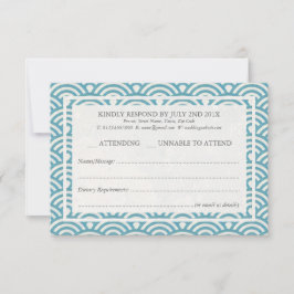 Japonês Seigaiha Waves Elegant Beach Wedding RSVP
