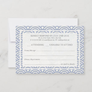 Japonês Seigaiha Waves Elegant Beach Wedding RSVP