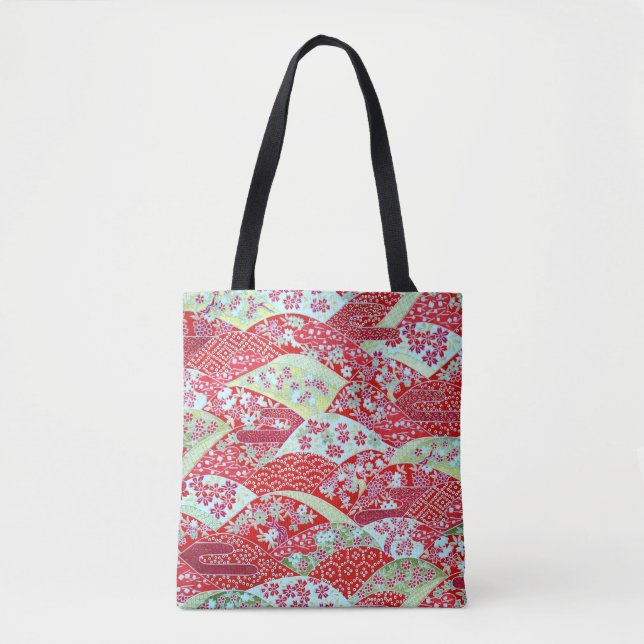 Japonês Washington Red Floral Origami Yuzen Bolsa (Frente)