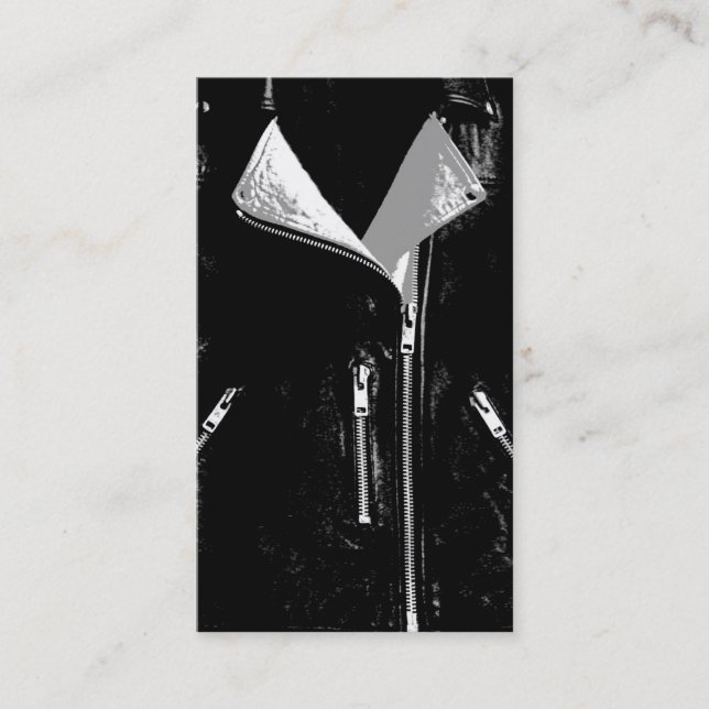 Jaqueta branca de cartão de visita de couro (Frente)