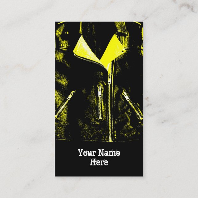 Jaqueta de couro Retrato preto cartão de visita am (Frente)