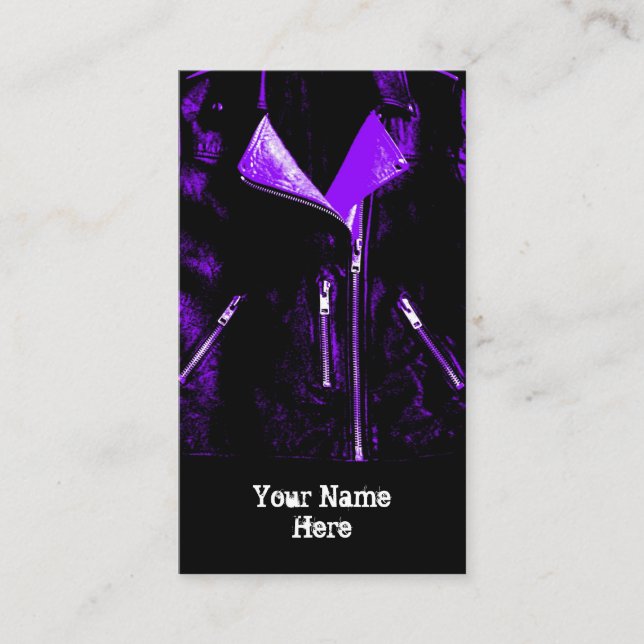 Jaqueta de couro Retrato preto cartão de visita ro (Frente)