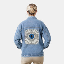 jaqueta de denim impressa com mau (jaqueta de jean