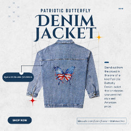 Jaqueta Patriótica de Borboleta Denim