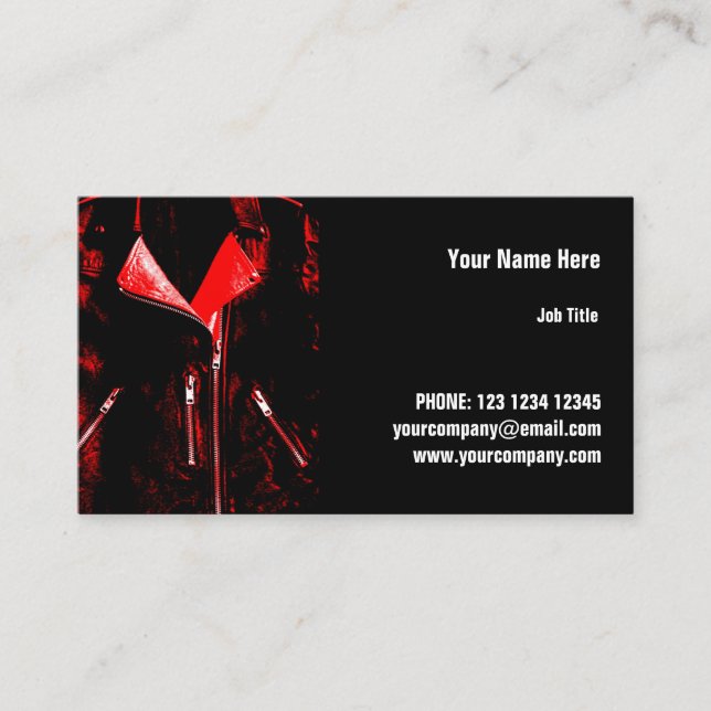 Jaqueta Vermelha cartão de visita de couro (Frente)