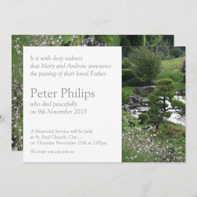 Jardim 3 com Anúncio do Funeral Memorial da Cats (Frente/Verso)