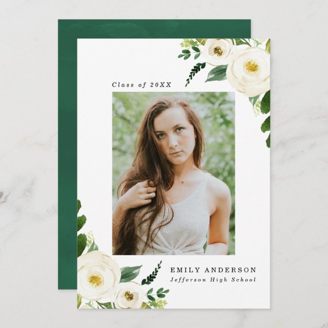 Jardim Blooms | Convites para Festa de formatura d (Frente/Verso)