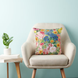 Jardim Colorido de Flores - Almofada Floral Boho