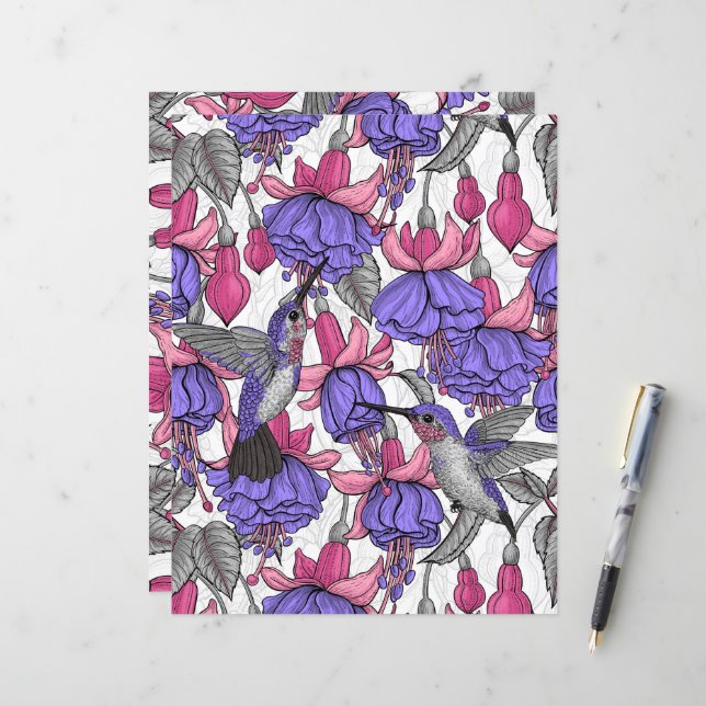 Jardim de beija-flor em melrose e rosa (Frente/Verso In Situ)