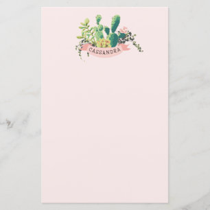 Jardim de Cactus Desert Papel de Carta Personali